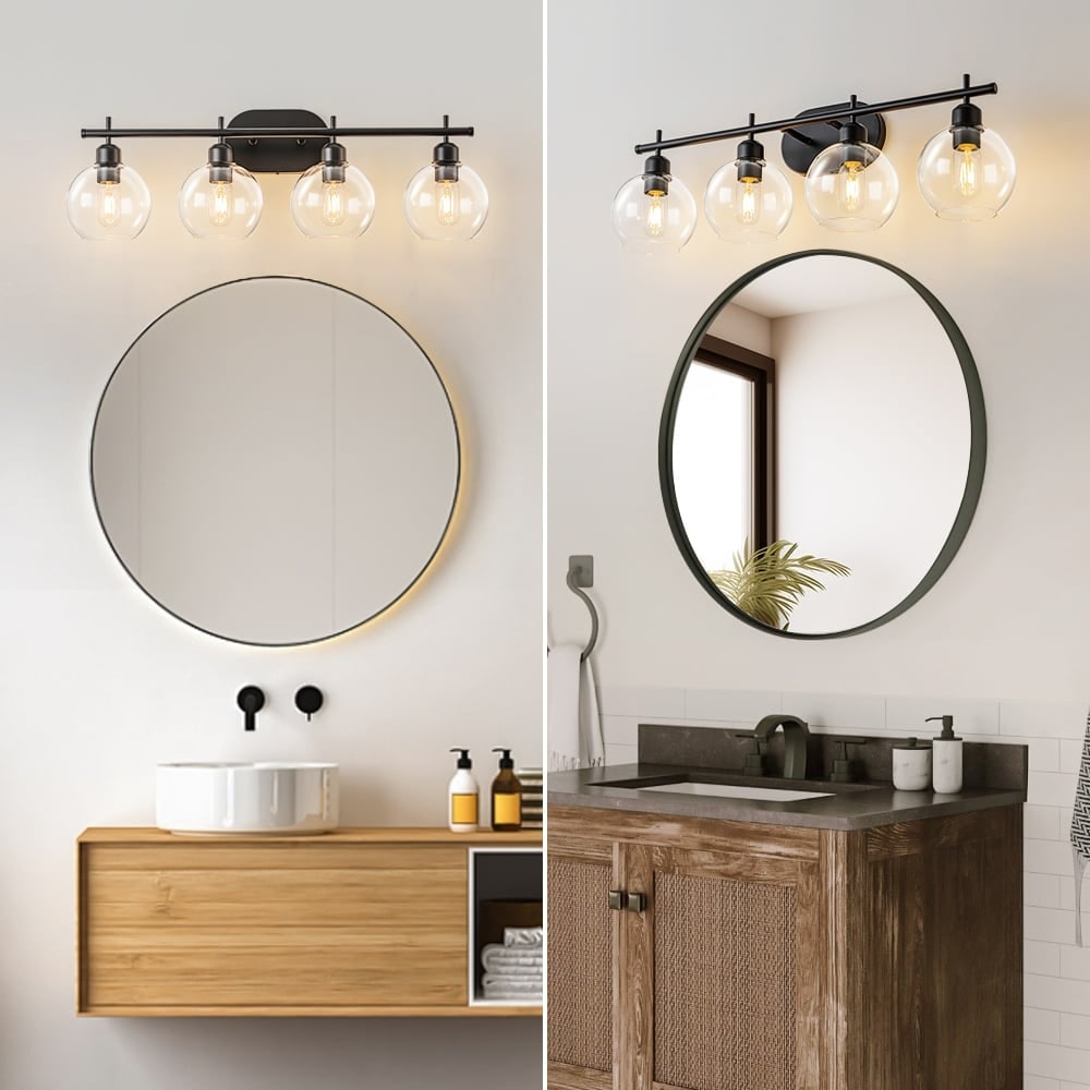 Starsky 4-Lights Modern Dimmable Bathroom Vanity Light with Globe Glass Shade