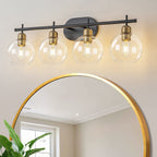 Starsky 4-Lights Modern Dimmable Bathroom Vanity Light with Globe Glass Shade