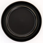 Stoneware Dinnerware 16 Piece Set in Black with Gold Rim