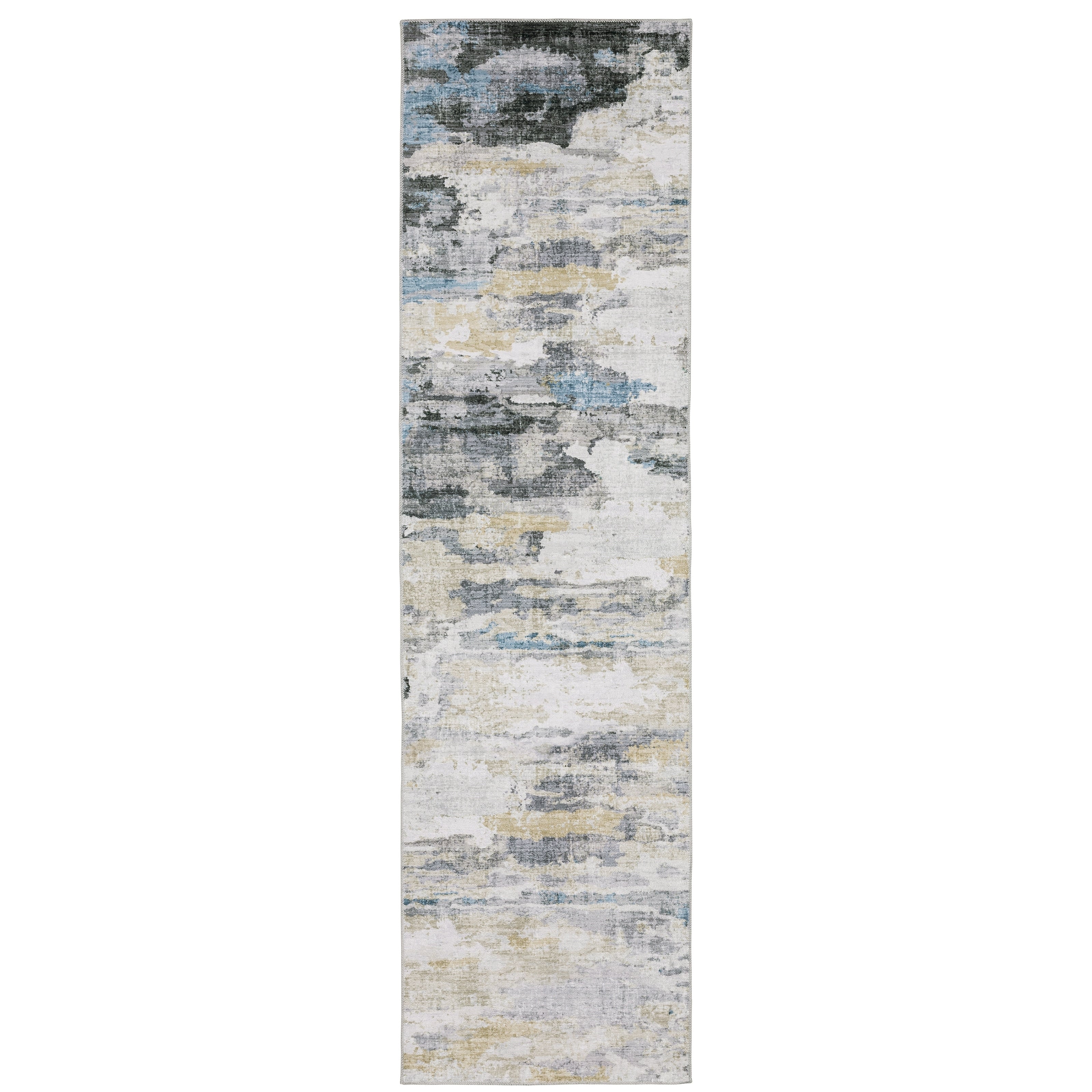 Vista Home Marissa Washable Abstract Grey/ Blue Indoor Area Rug