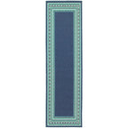Style Haven Martinque Green Bordered Navy Indoor/ Outdoor Area Rug~