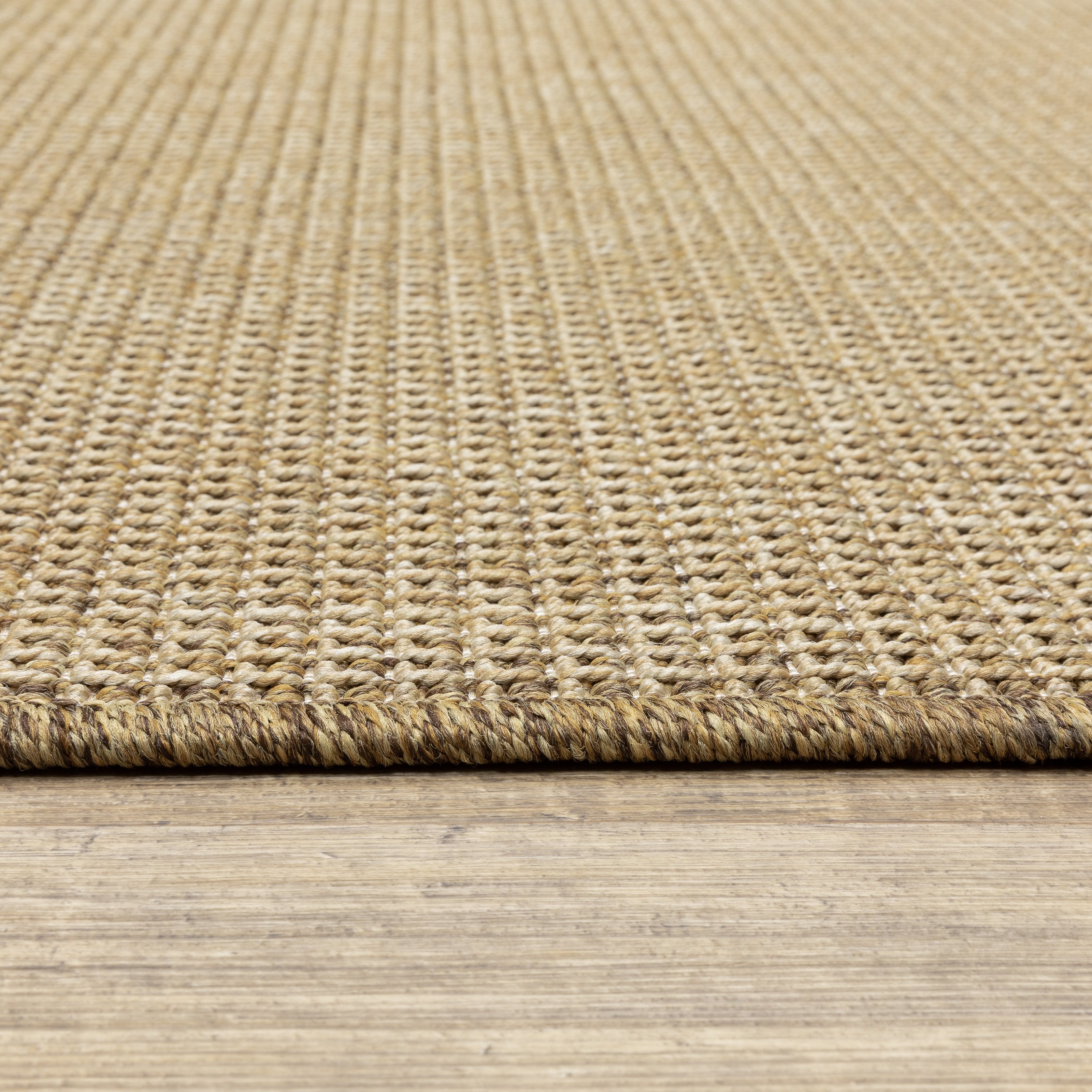 Style Haven Veranda Light Brown Solid Textured Indoor-Outdoor Area Rug