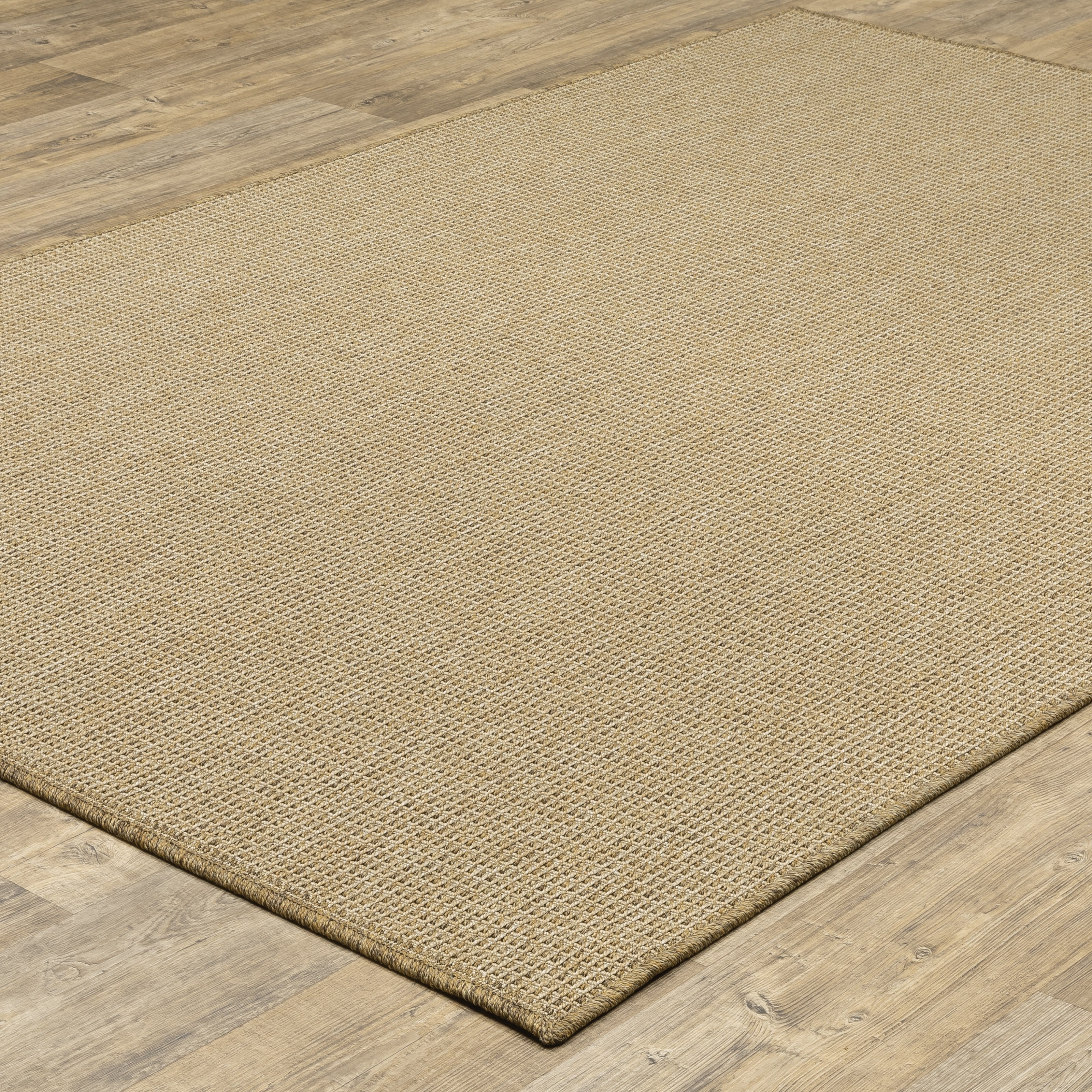 Style Haven Veranda Light Brown Solid Textured Indoor-Outdoor Area Rug