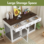 Stylish Wooden Dog Crate Furniture with Storage, 3 Drawers
