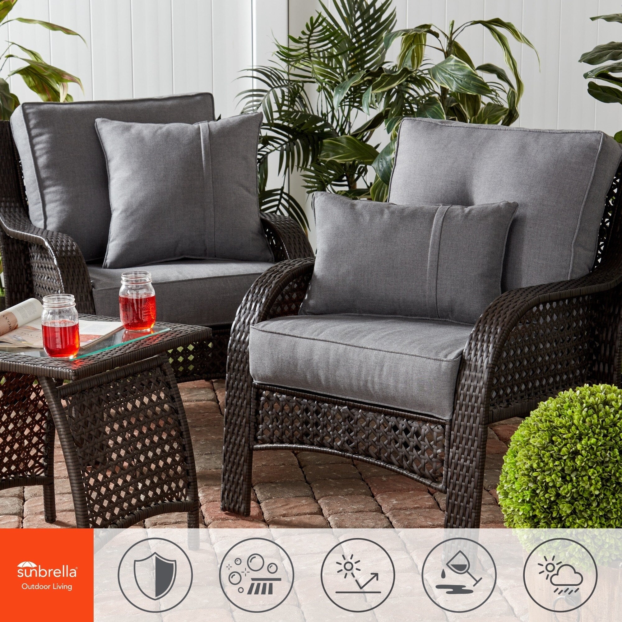 Sunbrella 2-Piece Premium Deep Seat Outdoor Cushion Set
