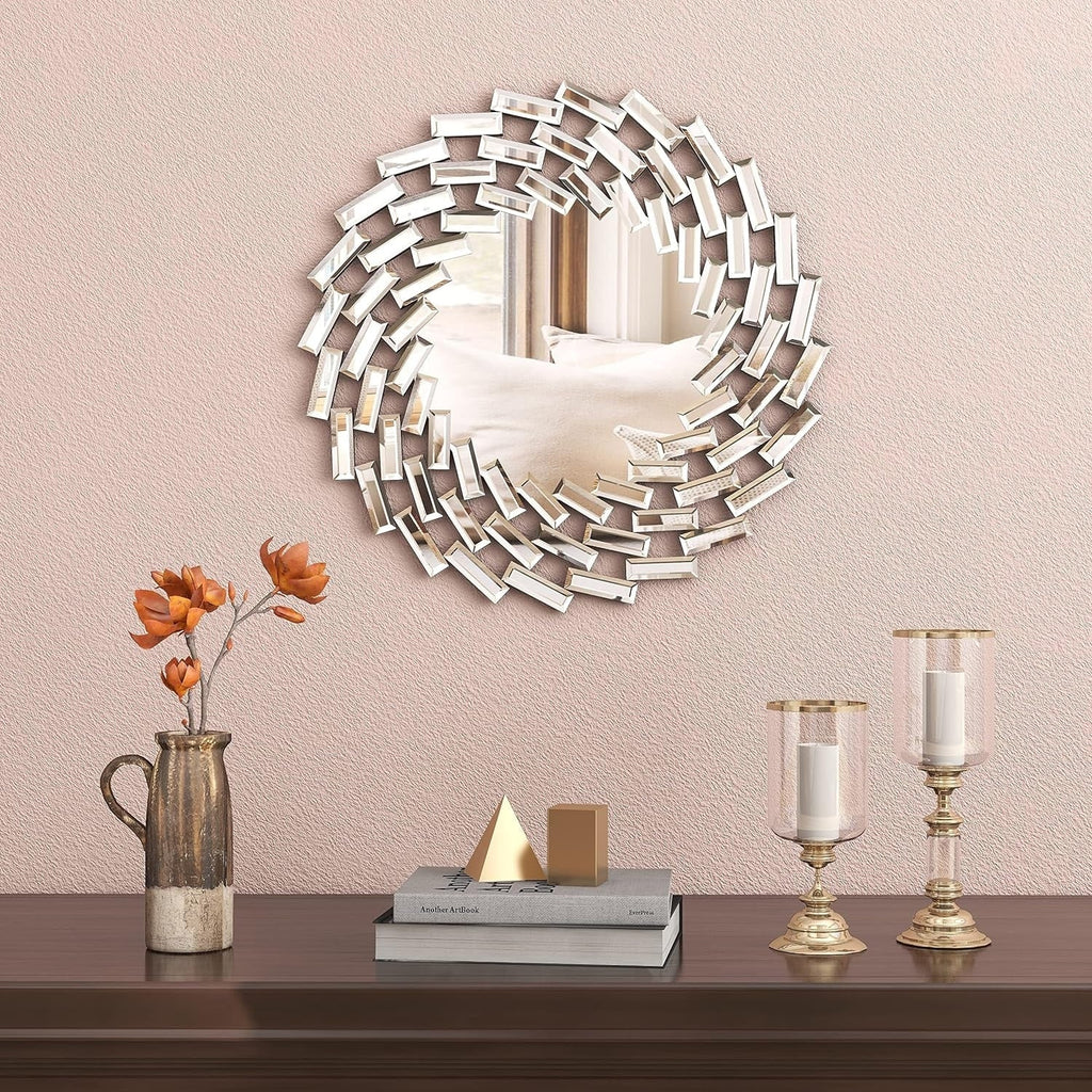 Sunburst Shape Wall Mirror Round Accent Mirror