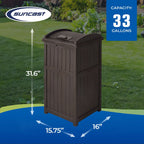 Suncast 30 Gallon Hideaway Trash Waste Bins for Outdoor, Cyberspace