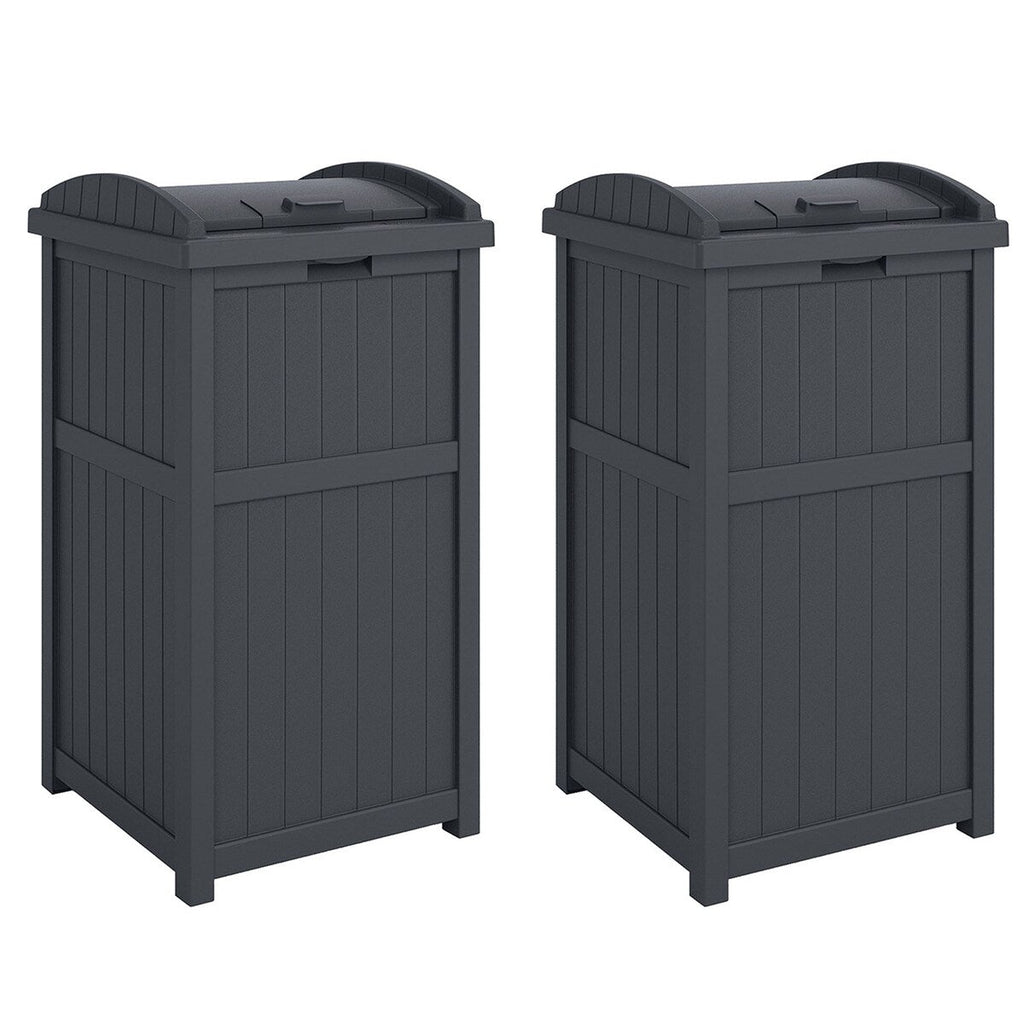 Suncast 30 Gallon Hideaway Trash Waste Bins for Outdoor, Cyberspace