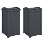 Suncast 30 Gallon Hideaway Trash Waste Bins for Outdoor, Cyberspace