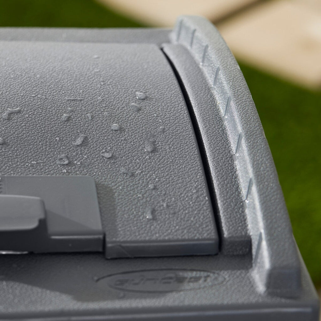 Suncast 30 Gallon Hideaway Trash Waste Bins for Outdoor, Cyberspace