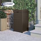 Suncast 30 Gallon Hideaway Trash Waste Bins for Outdoor, Cyberspace