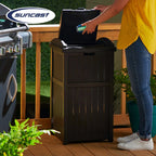 Suncast 30 Gallon Hideaway Trash Waste Bins for Outdoor, Cyberspace