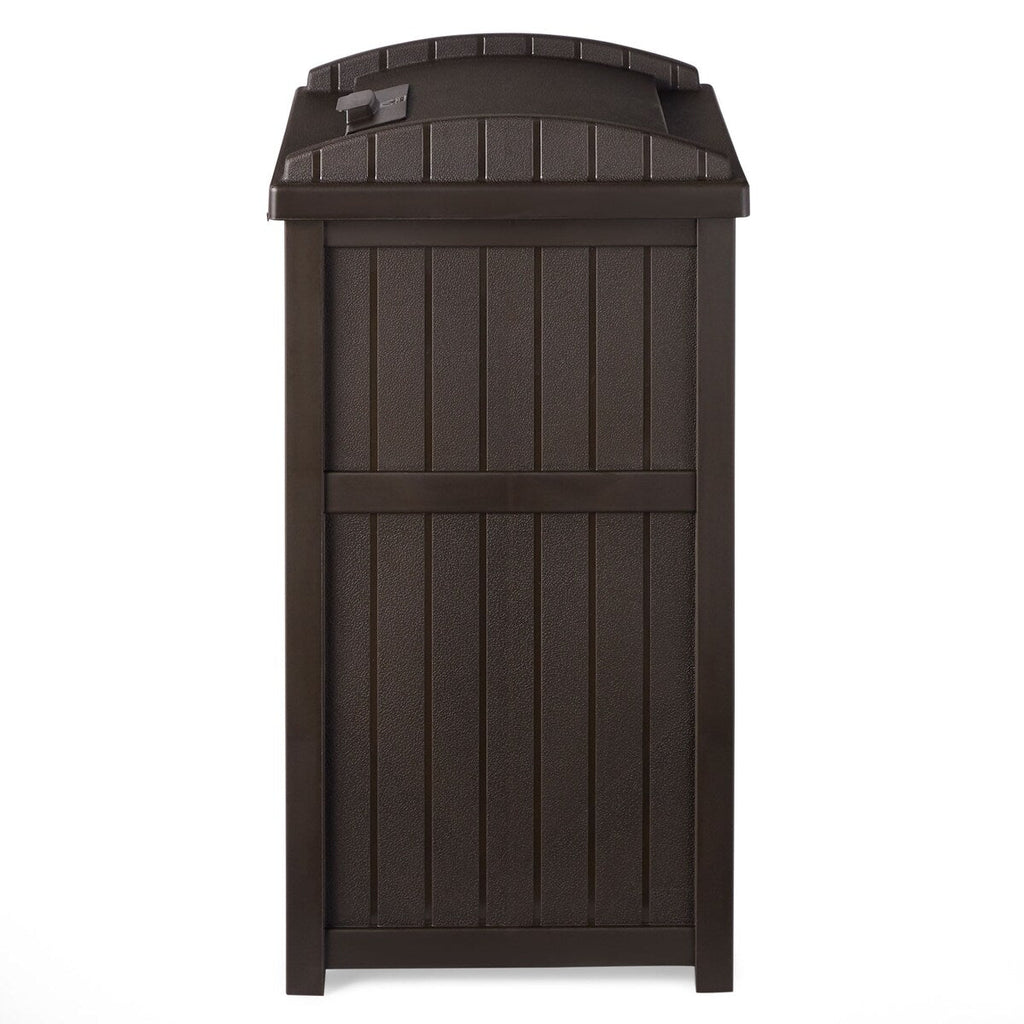 Suncast 30 Gallon Hideaway Trash Waste Bins for Outdoor, Cyberspace