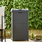 Suncast 30 Gallon Hideaway Trash Waste Bins for Outdoor, Cyberspace