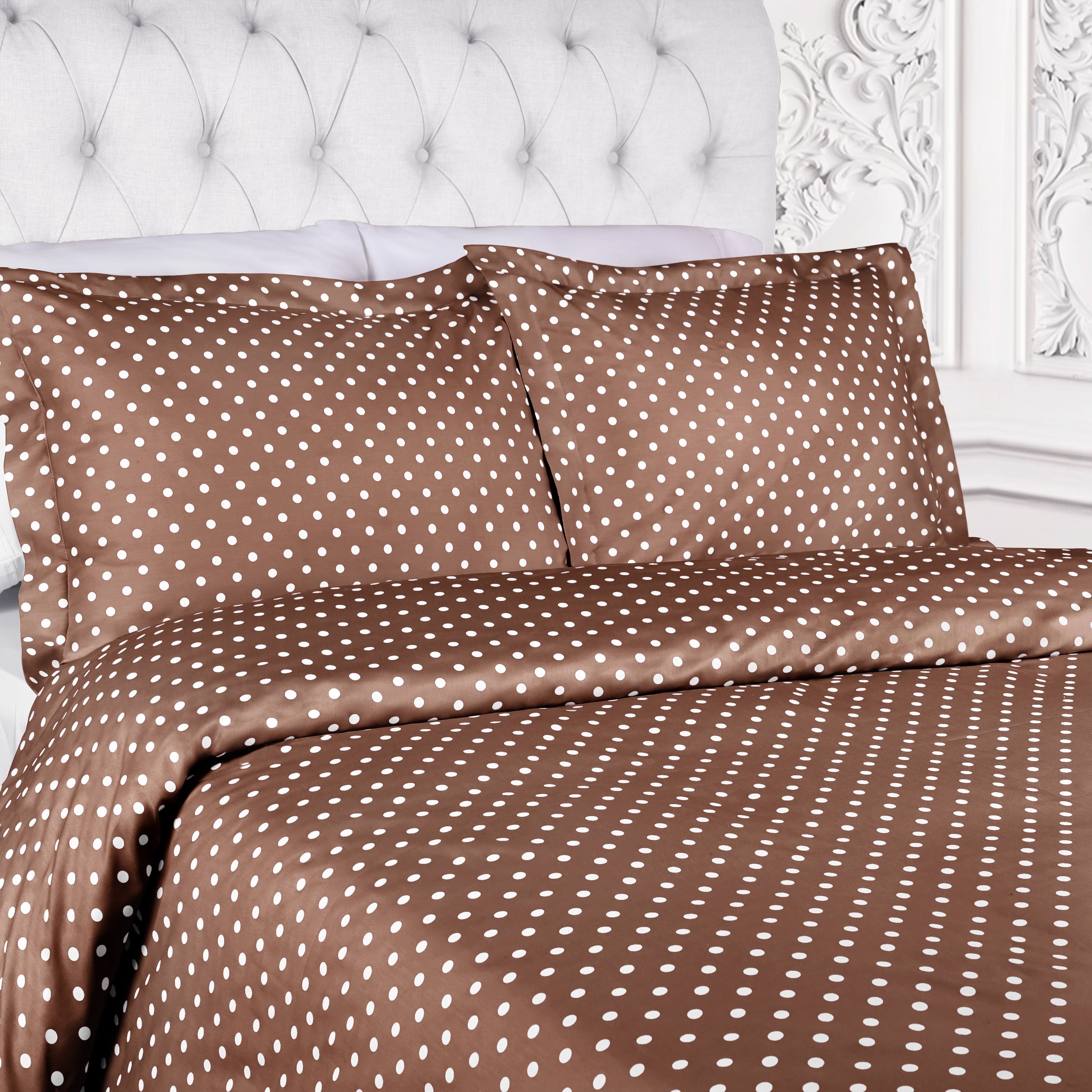 Superior Thread Count 600TC Polka Dot Cotton Blend Duvet Cover Set