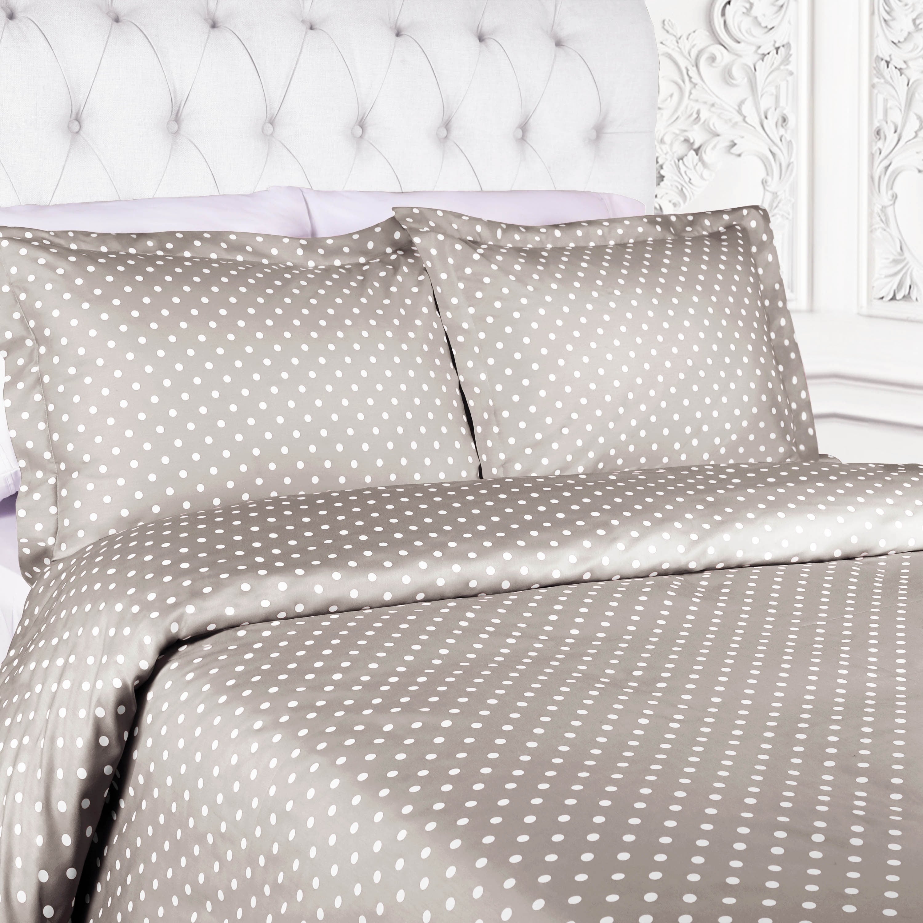 Superior Thread Count 600TC Polka Dot Cotton Blend Duvet Cover Set