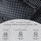 Superior Thread Count 600TC Polka Dot Cotton Blend Duvet Cover Set