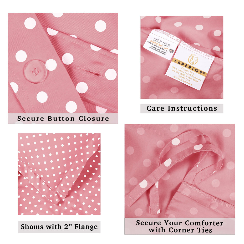 Superior Thread Count 600TC Polka Dot Cotton Blend Duvet Cover Set