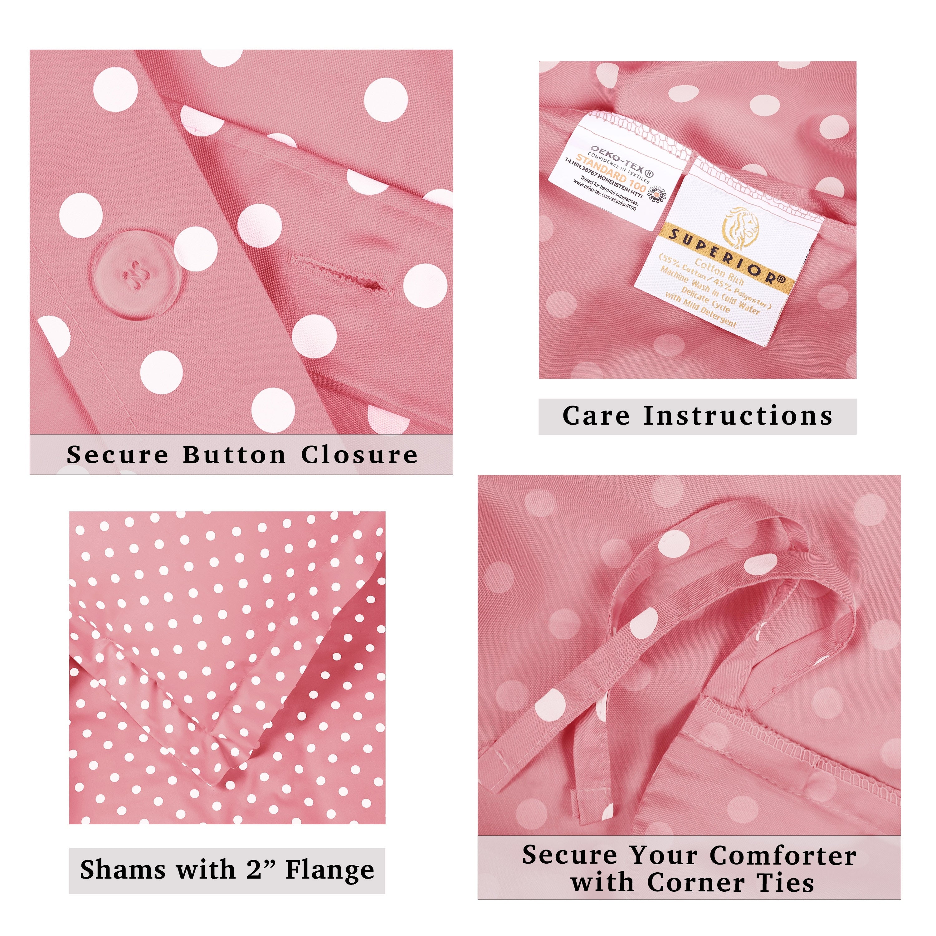 Superior Thread Count 600TC Polka Dot Cotton Blend Duvet Cover Set