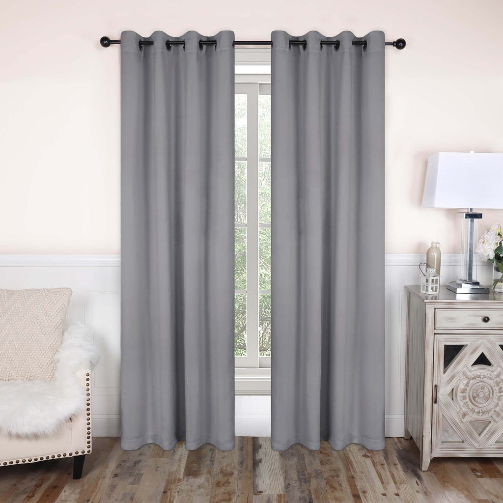 Superior Modern Solid Washable Room Darkening Blackout Curtains, Set of 2 Panels
