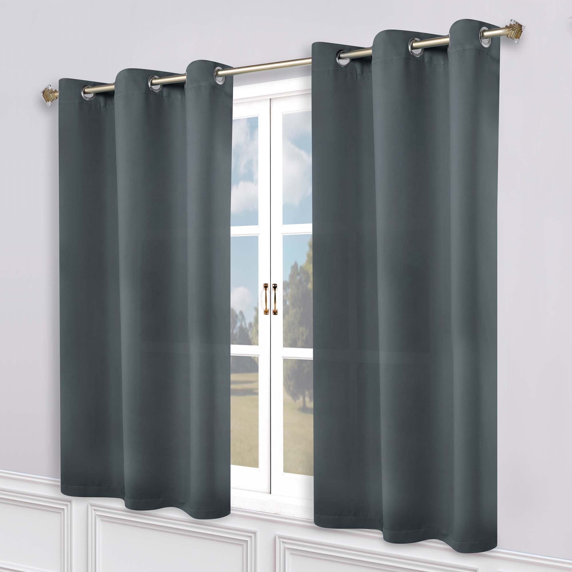 Superior Modern Solid Washable Room Darkening Blackout Curtains, Set of 2 Panels