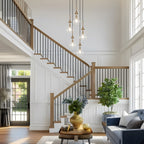 Synia Modern 5-Light Cluster Teardrop Glass Chandelier Stair Entryway Pendant Light for High Ceiling - D15'' x H18.2-74.2''