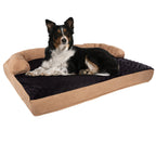 Tan/Black Pet Bed - 3-Layer Orthopedic Dog Sofa with Cooling Gel, Memory Foam and Neck Bolster