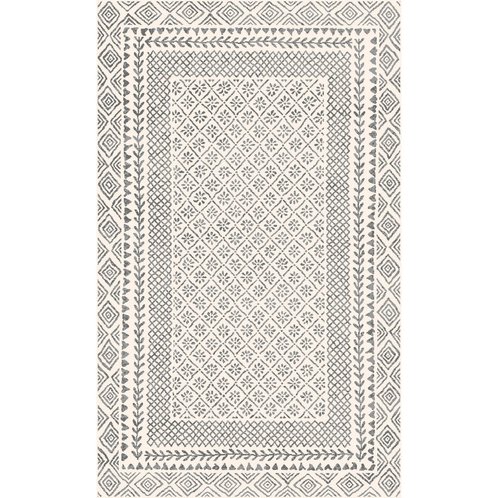 Livabliss Tiffany Grey Bohemian Border Area Rug