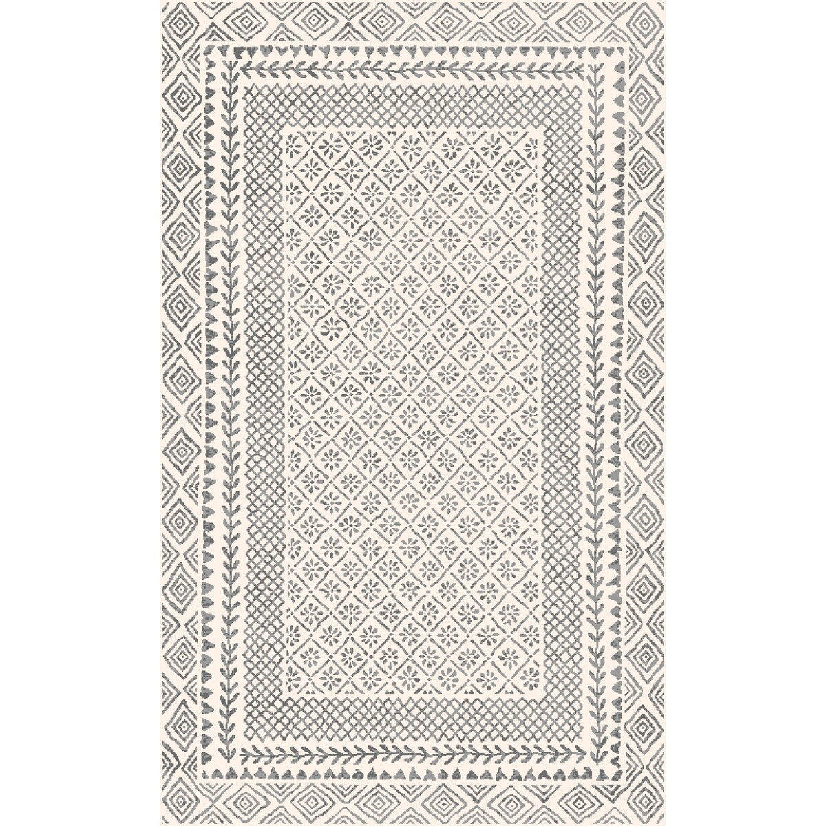 Livabliss Tiffany Grey Bohemian Border Area Rug