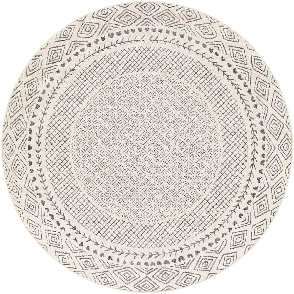 Livabliss Tiffany Grey Bohemian Border Area Rug