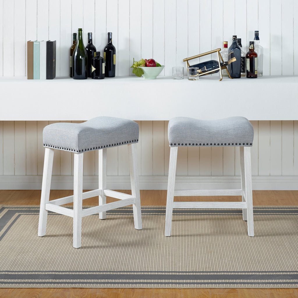 The Gray Barn Barish Backless Saddle Seat Counter Stools (Set of 2)