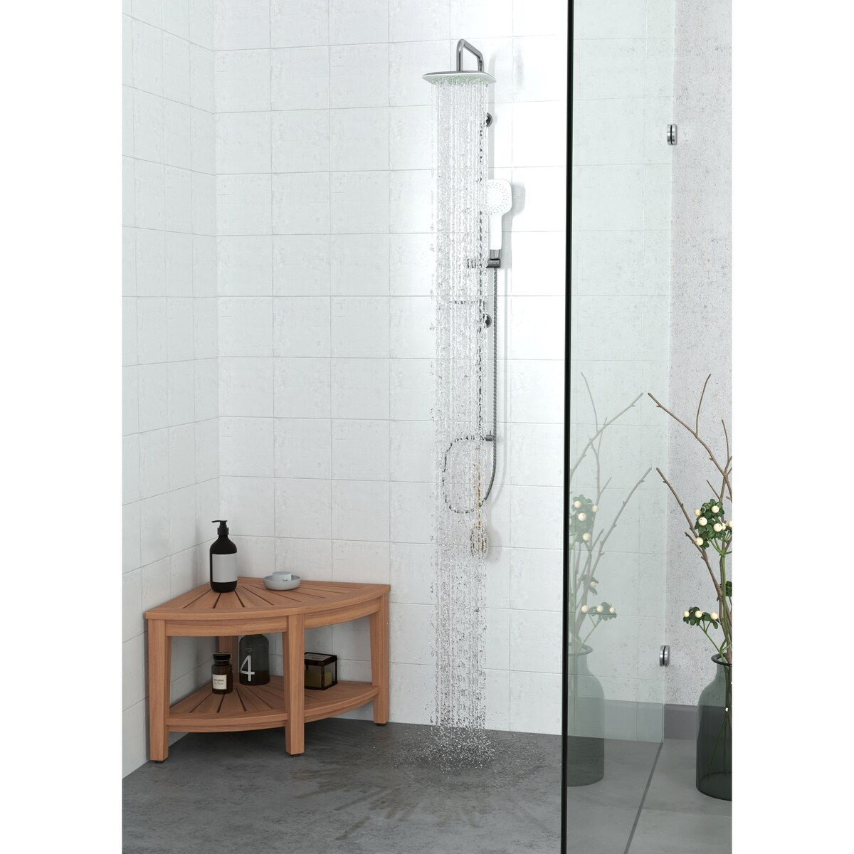 The Original Kai Corner Teak Shower Bench