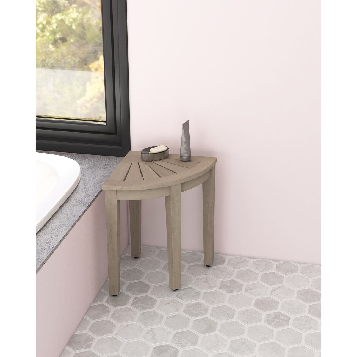 The Original Kai Corner Teak Shower Bench