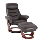 Leather Swivel Recliner with Matching Storage Ottoman