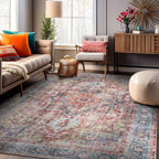 Traditional Distressed Machine Washable Area Rug