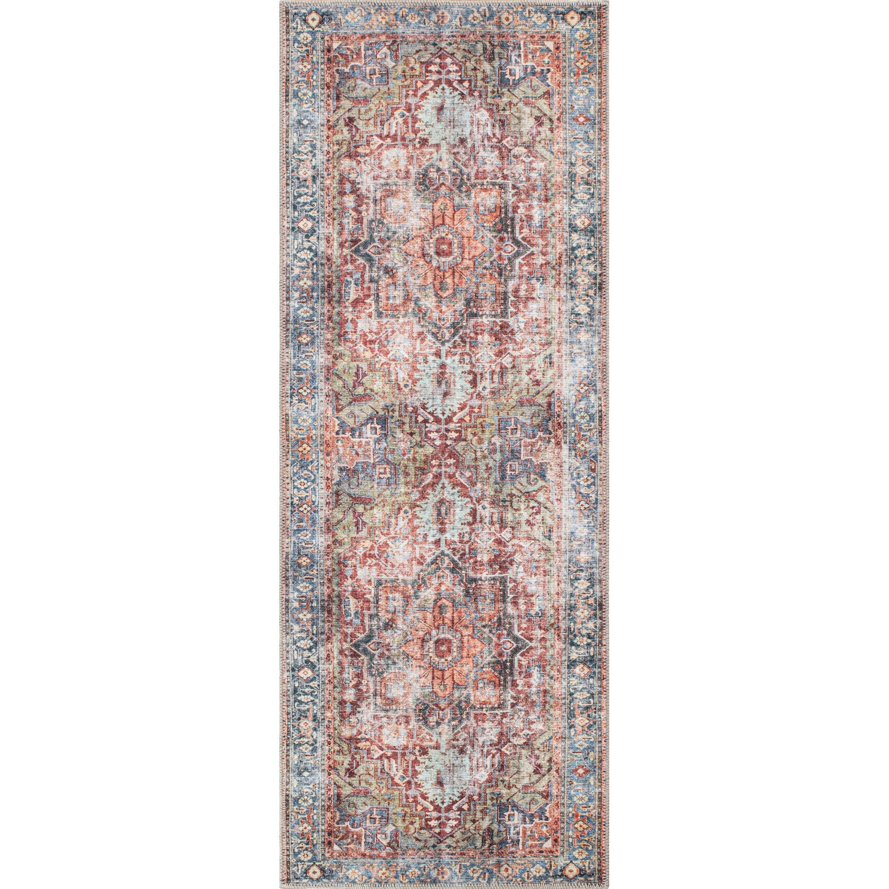 Traditional Distressed Machine Washable Area Rug