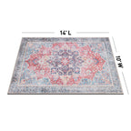 Traditional Distressed Vintage Machine Washbale Multi Area Rug