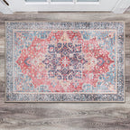 Traditional Distressed Vintage Machine Washbale Multi Area Rug