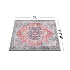 Traditional Distressed Vintage Machine Washbale Multi Area Rug