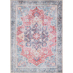 Traditional Distressed Vintage Machine Washbale Multi Area Rug