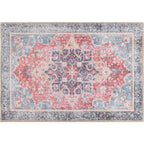 Traditional Distressed Vintage Machine Washbale Multi Area Rug