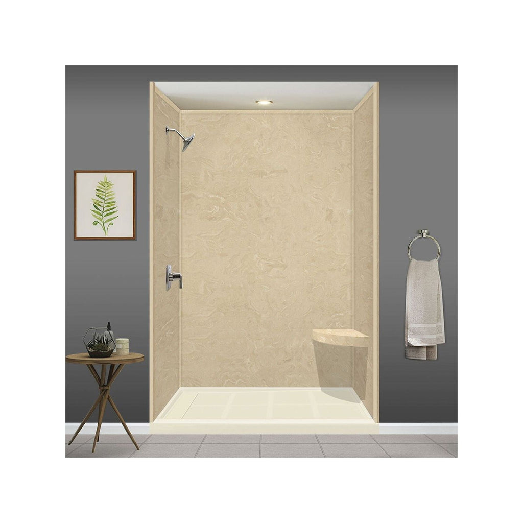 Transolid Studio 14-In X 14-In Solid Surface Wall-Mount Corner Shower Seat - 14.5 x 14.25 x 3