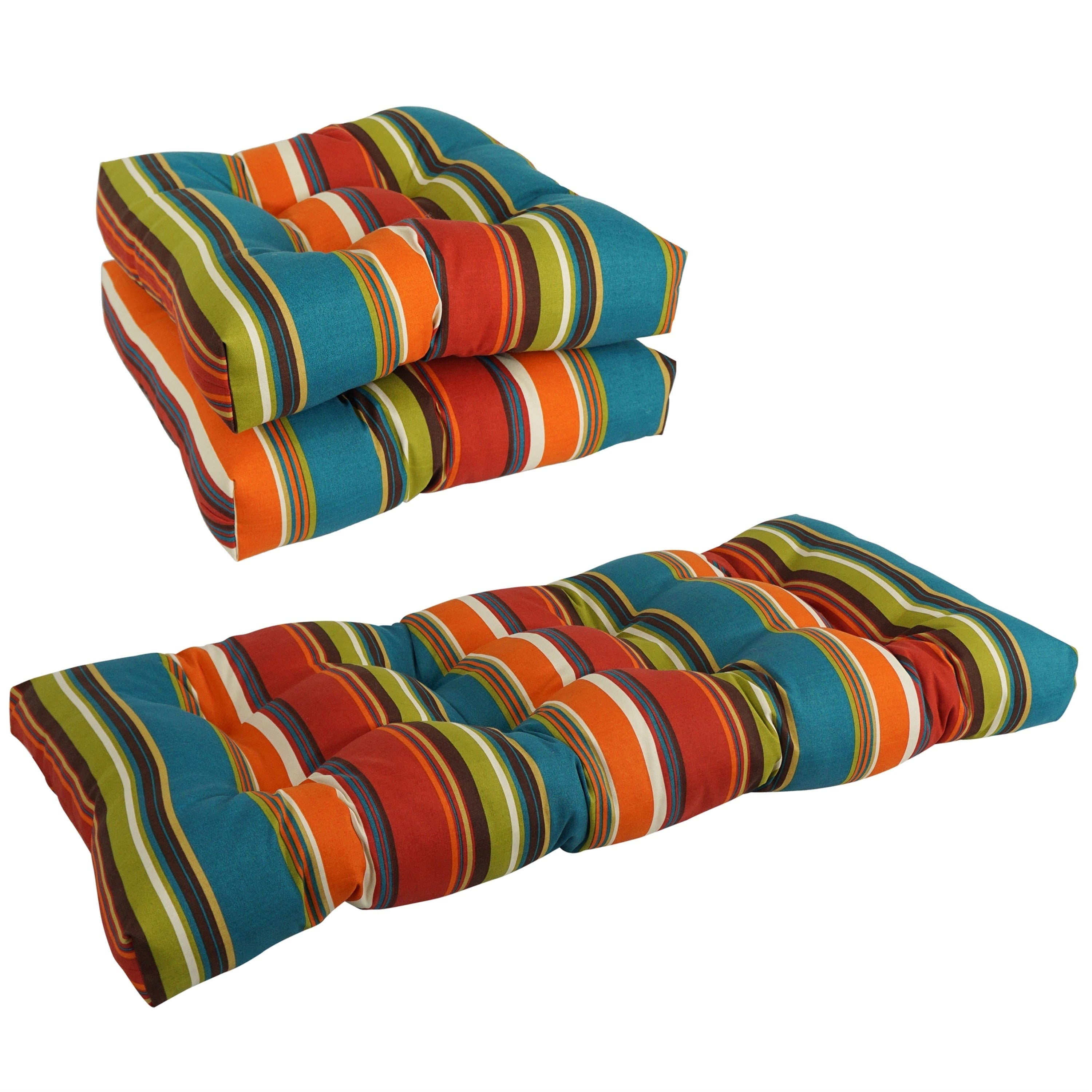 Tufted Indoor/Outdoor Settee Cushion Set (Set of 3) - 19 x 19/19 x 42