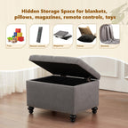 Tufted Storage Ottoman Bench, Rectangular Footstool