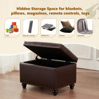 Tufted Storage Ottoman Bench, Rectangular Footstool