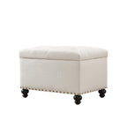 Tufted Storage Ottoman Bench, Rectangular Footstool