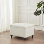 Tufted Storage Ottoman Bench, Rectangular Footstool