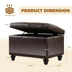 Tufted Storage Ottoman Bench, Rectangular Footstool