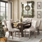 Upholstered Tufted Velvet Dining Chair with Solid Wood Legs Set of 6