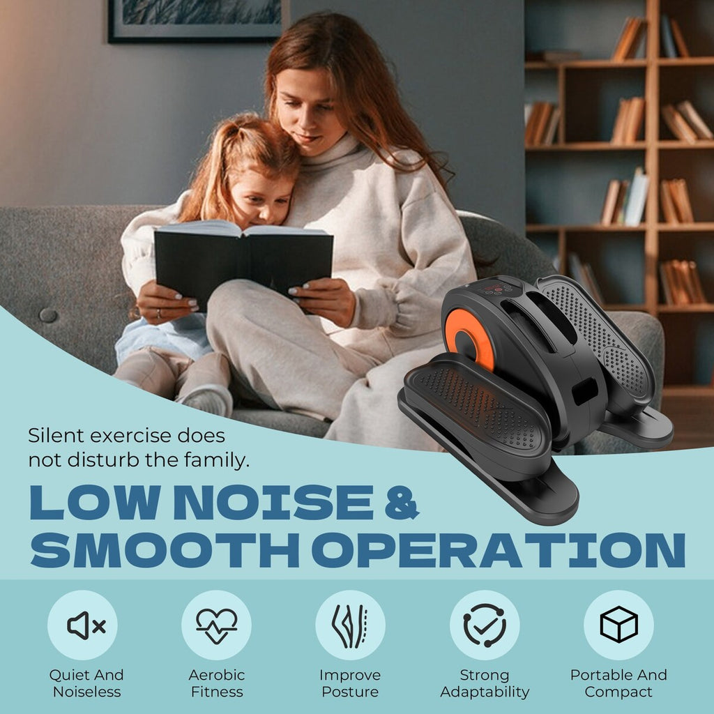 Under Desk Elliptical Machine, Elliptical Trainer with Remote Control Seated Pedal Exerciser for Seniors Adults and Teens